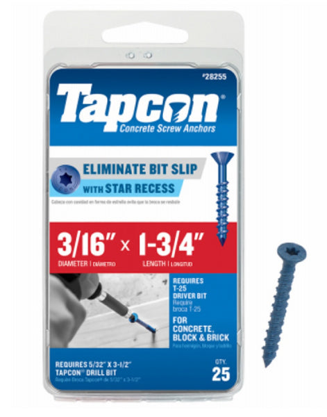 Tapcon 28255 Concrete Anchors, 25 Pack