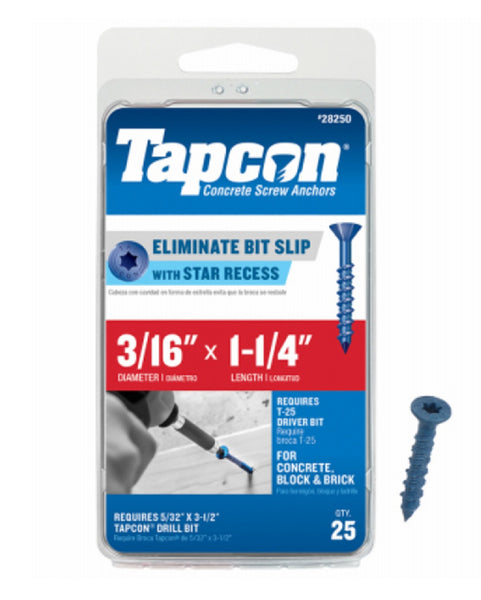 Tapcon 28250 Concrete Anchors, 25 Pack