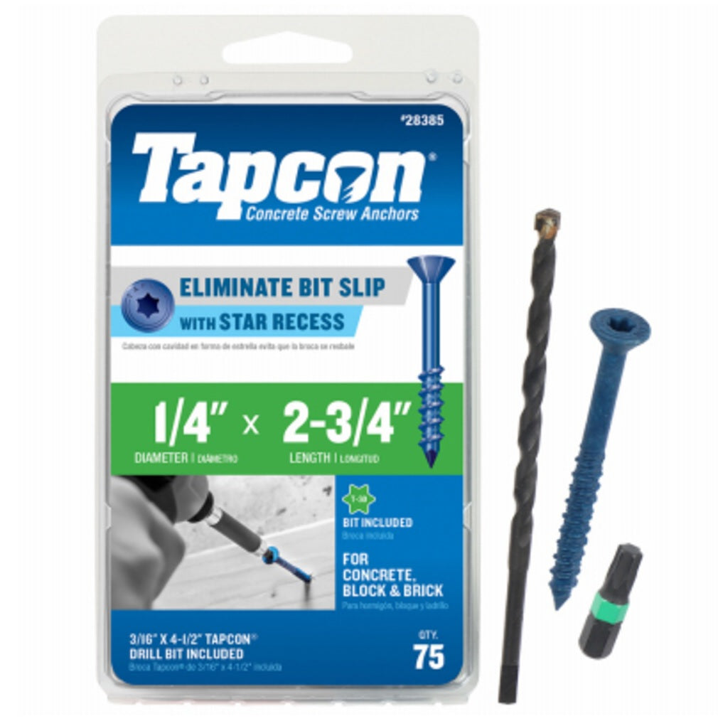 Tapcon 28385 Phillips Flat-Head Concrete Anchors, 75-Count