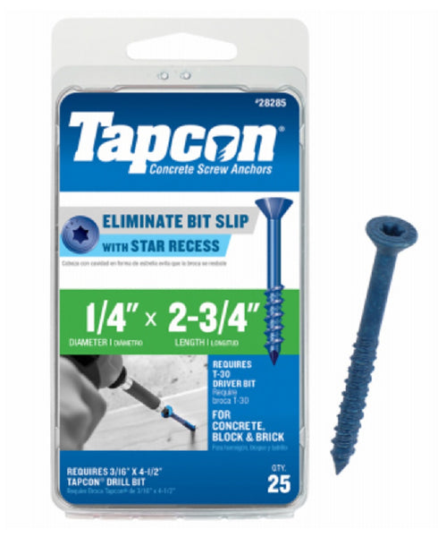 Tapcon 28285 Star Drive Concrete Screw, 25-Count