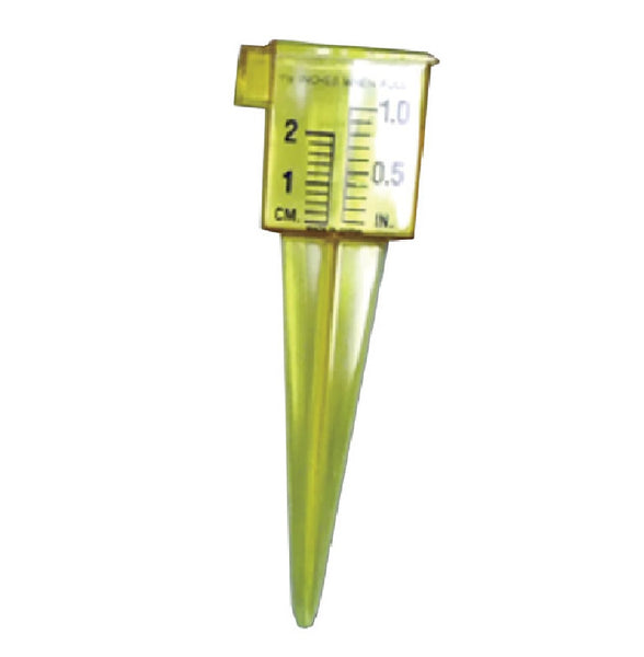 Taylor 2728 2 For 1 Sprinkler And Rain Gauge Stake, Yellow, 2 inch