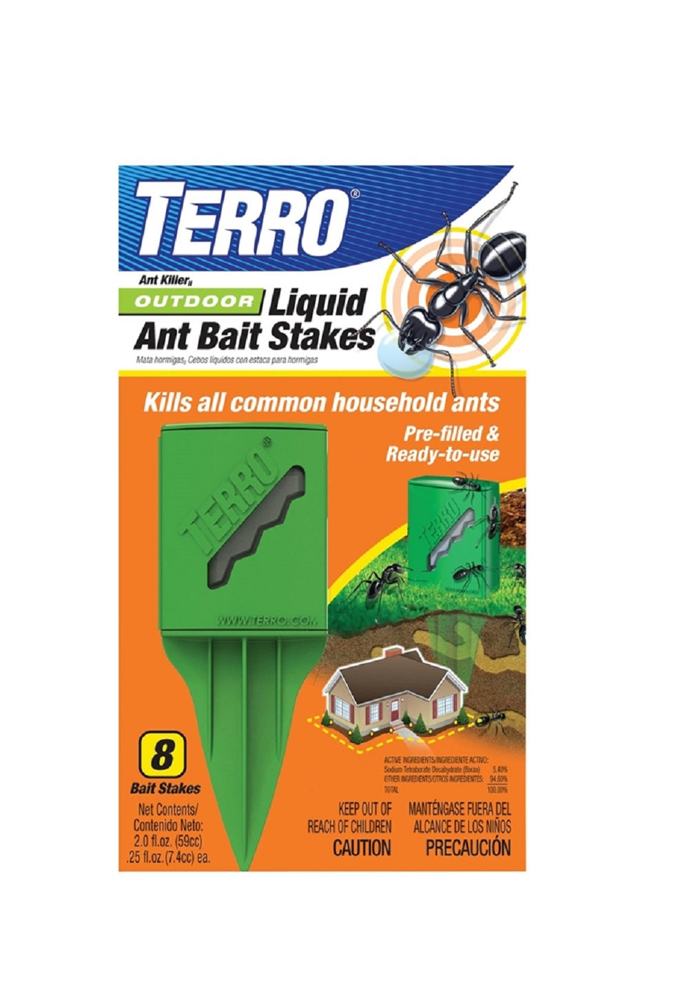 Terro T1812 Ant Bait Stake, 2 fl-oz, 8-Pack, Green