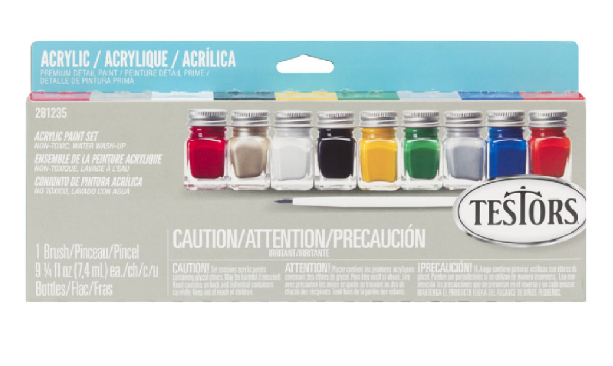 Testors 281235 9-Colors Acrylic Paint Set, 0.25 Ounce