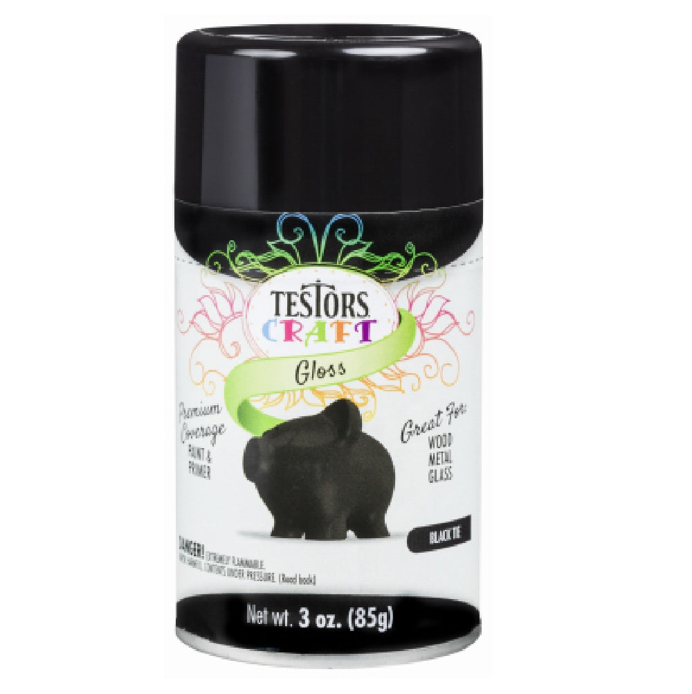 Testors 304352 Gloss Aerosols Paint, Black Tie, 3 Oz