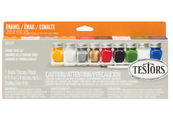 Testors 281231 Primary Colors Acrylic Paint Set, 9 Pc