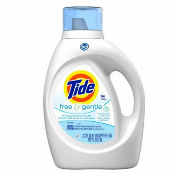 Tide 41828 HE Free & Gentle Liquid Detergent, 92 Ounce