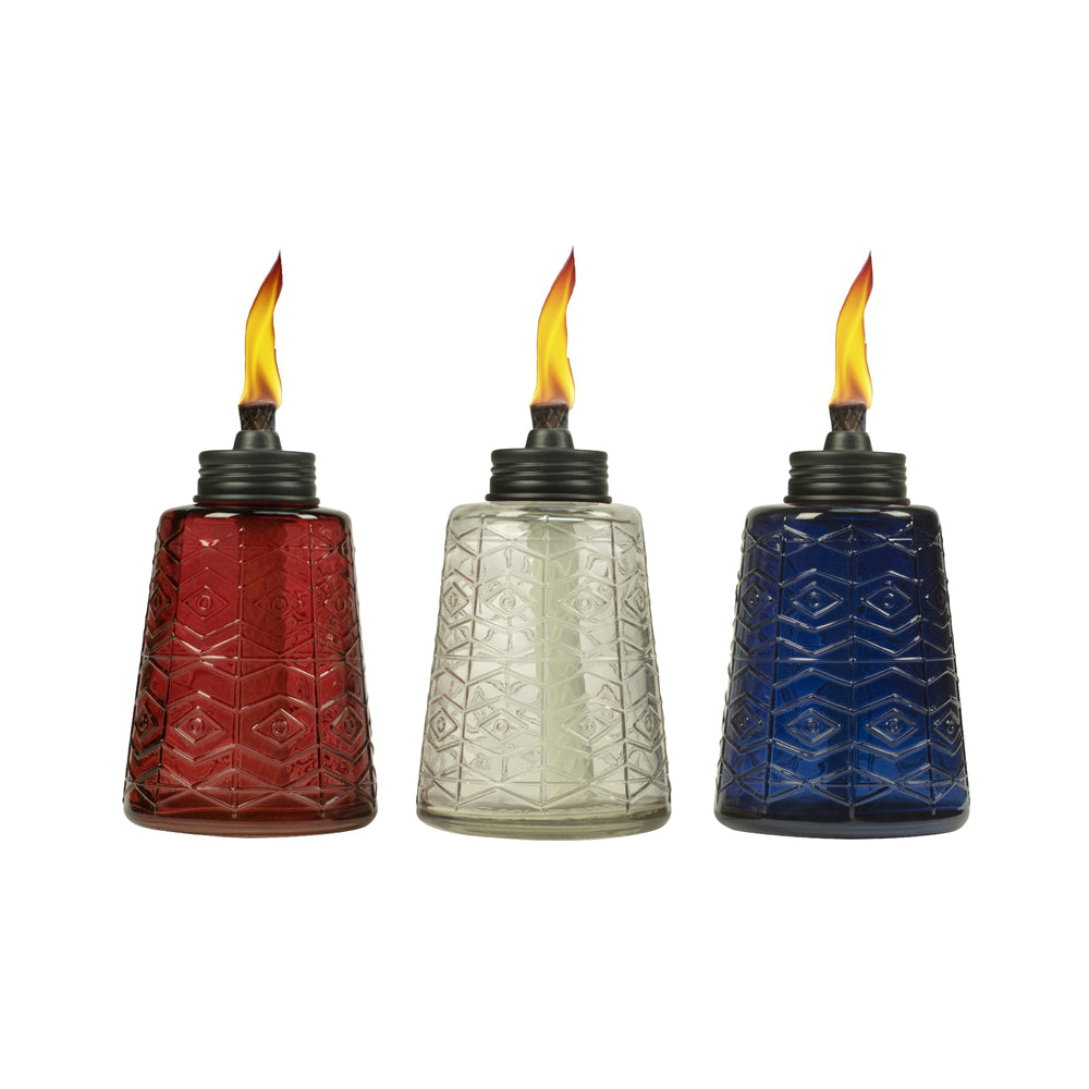 Tiki 1117060 Glass Table Torch, Assorted Colors, 6"