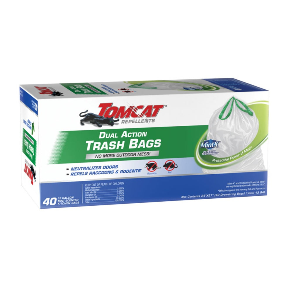Tomcat 0492240 Mint X Dual Action Trash Bags, 13 Gallon Capacity