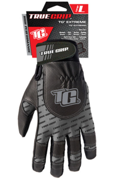 True Grip 9896-23 Extreme Work Gloves, Black/Gray, Medium