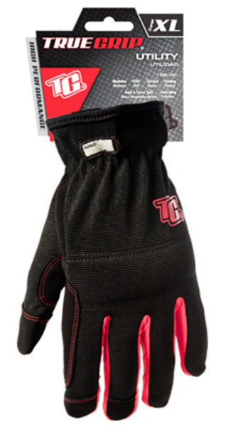 True Grip 90083-23 High Performance Utility Work Glove, XL, Black/Red
