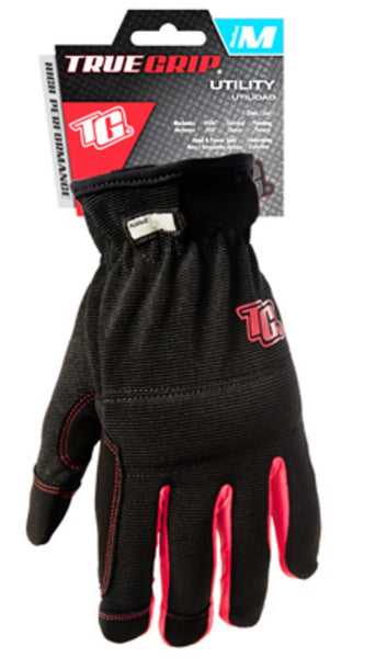 True Grip 90081-23 High Performance Utility Work Glove, Medium, Black/Red