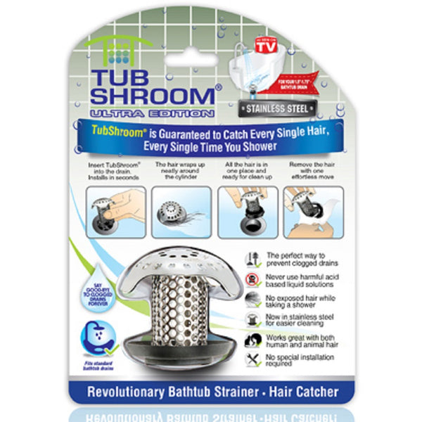 TubShroom TSULT1X95 Ultra Drain Hair Snare Catcher, Stainless Steel