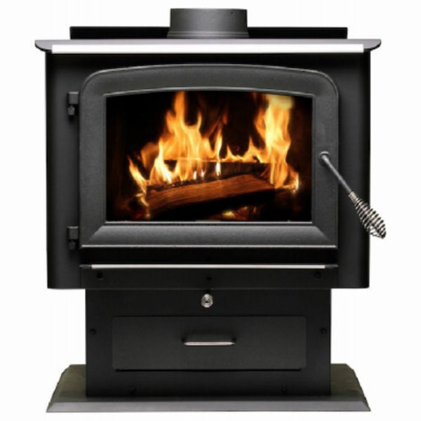 US Stove AW2020E-P Pedestal Wood Stove, Metallic Black