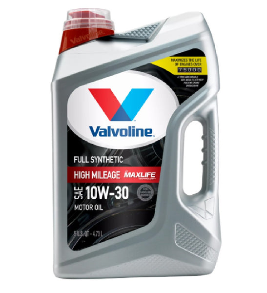 Valvoline 881170 10W30 Full Synthetic High Mileage Motor Oil, 5 Quart