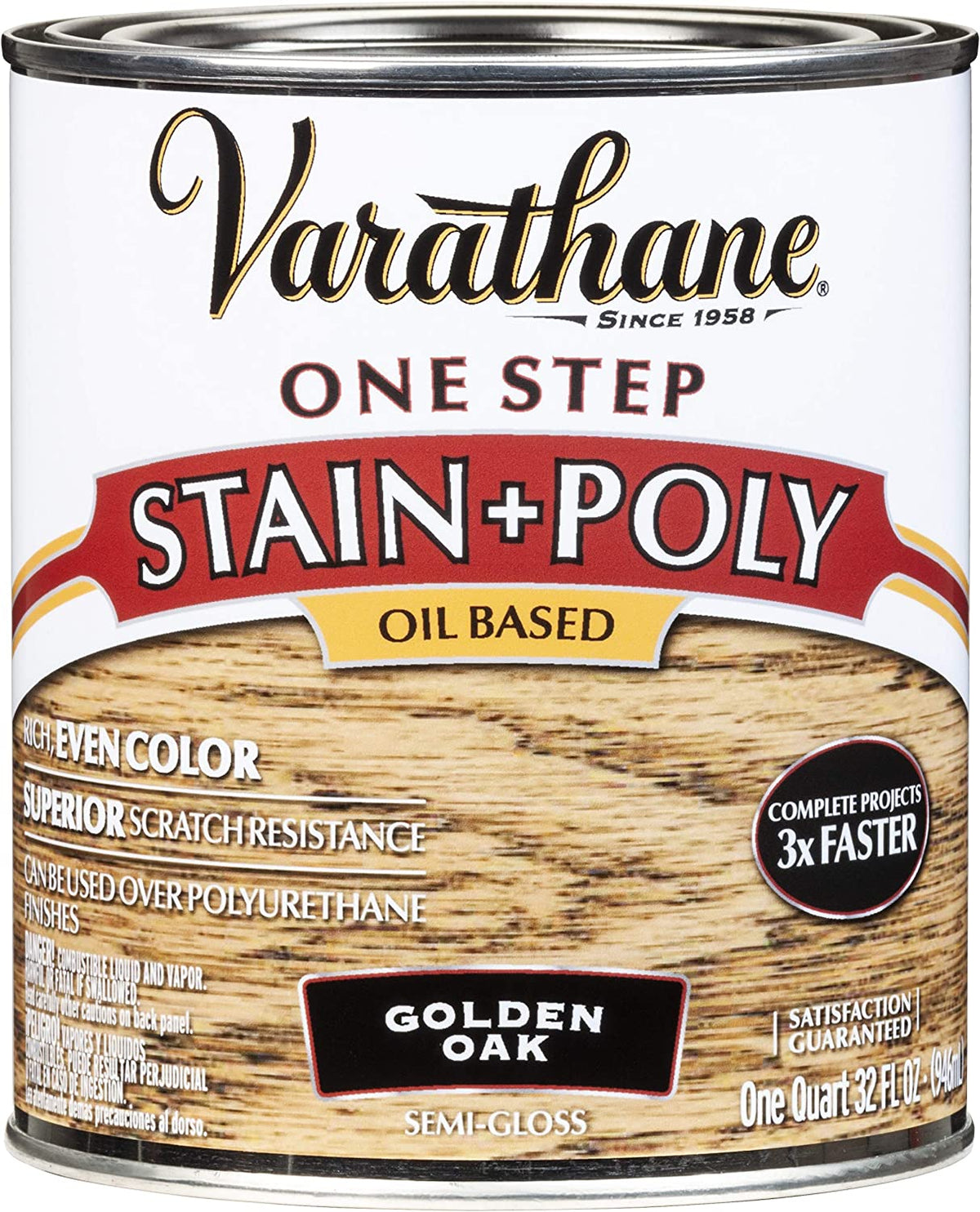 Varathane 225244H One Step Stain & Polyurethane, Golden Oak, 1 Quart