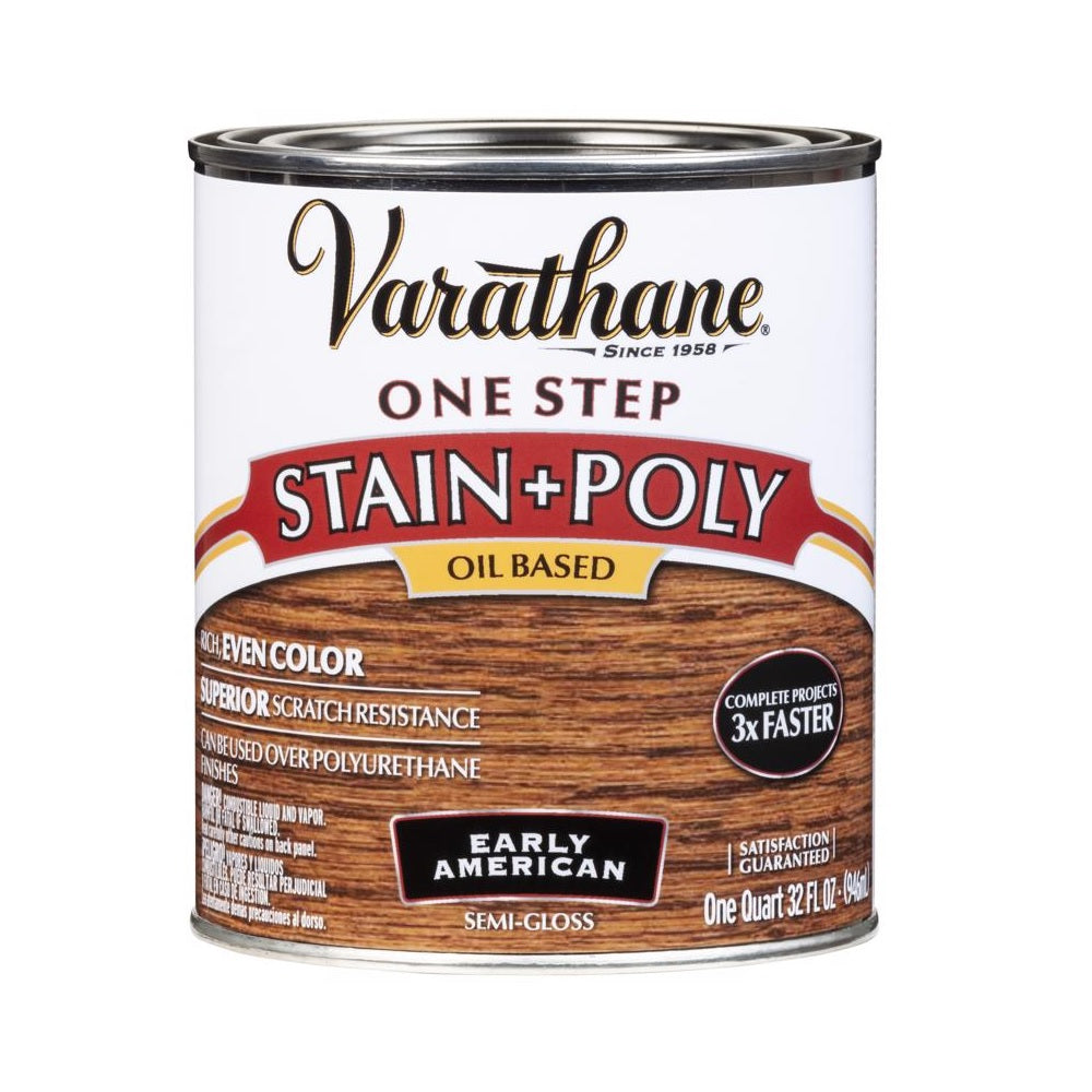 Varathane 225249H One-Step Stain & Polyurethane, 1 Quart – Toolbox Supply - How To Apply Varathane Stain And Poly In One