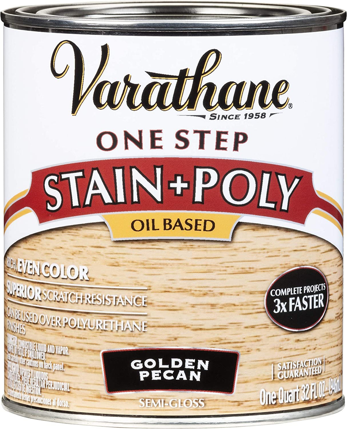 Varathane 225243H One-Step Wood Stain & Polyurethane, Golden Pecan, 1 Quart