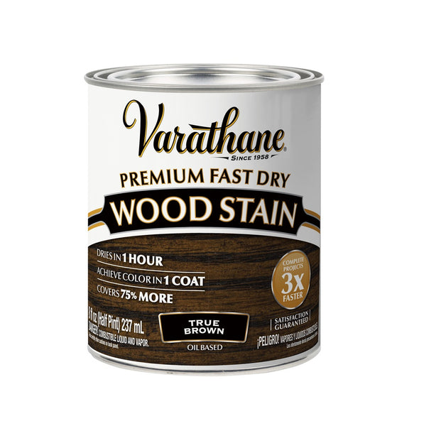 Varathane 333616 Premium Fast Dry Wood Stain, True Brown, 0.5 Pint