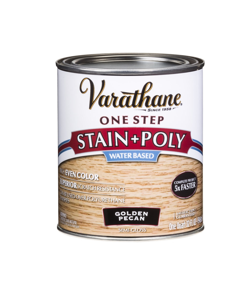 Varathane 336347 Water Based Stain & Polyurethane, Golden Pecan, 1 Quart