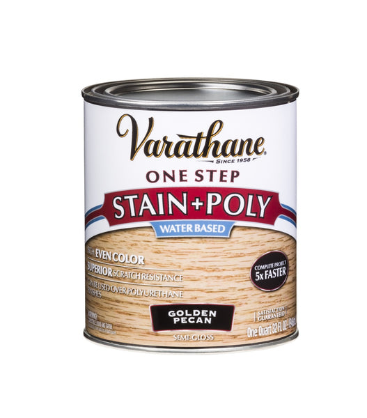 Varathane 336347 Water Based Stain & Polyurethane, Golden Pecan, 1 Quart