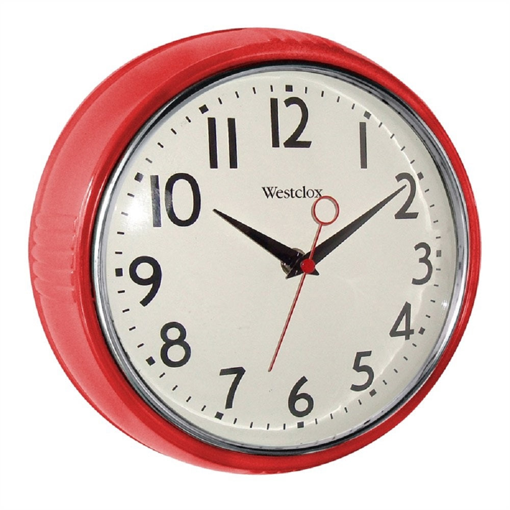 Westclox 32042R Retro 1950 Round Wall Clock, Red, 9-1/2 in
