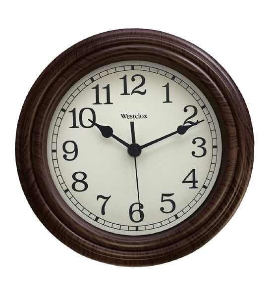 Westclox 33883P Round Wooden Wall Clock, 9.5"