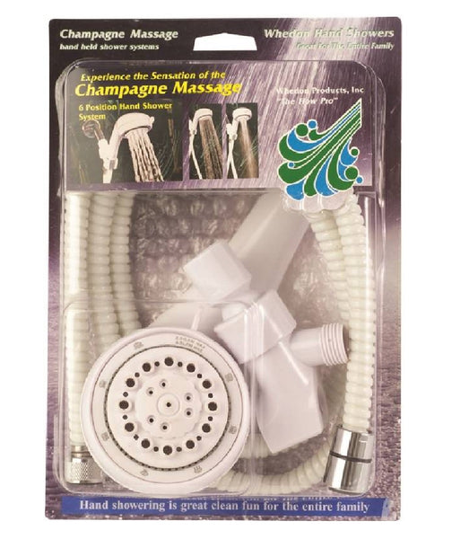 Whedon AFP5C Champagne Massage Handheld Showerhead, White