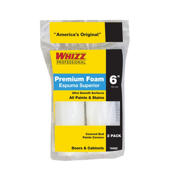 Whizz 54062 Premium Foam High Density Refill Roller, 6", White