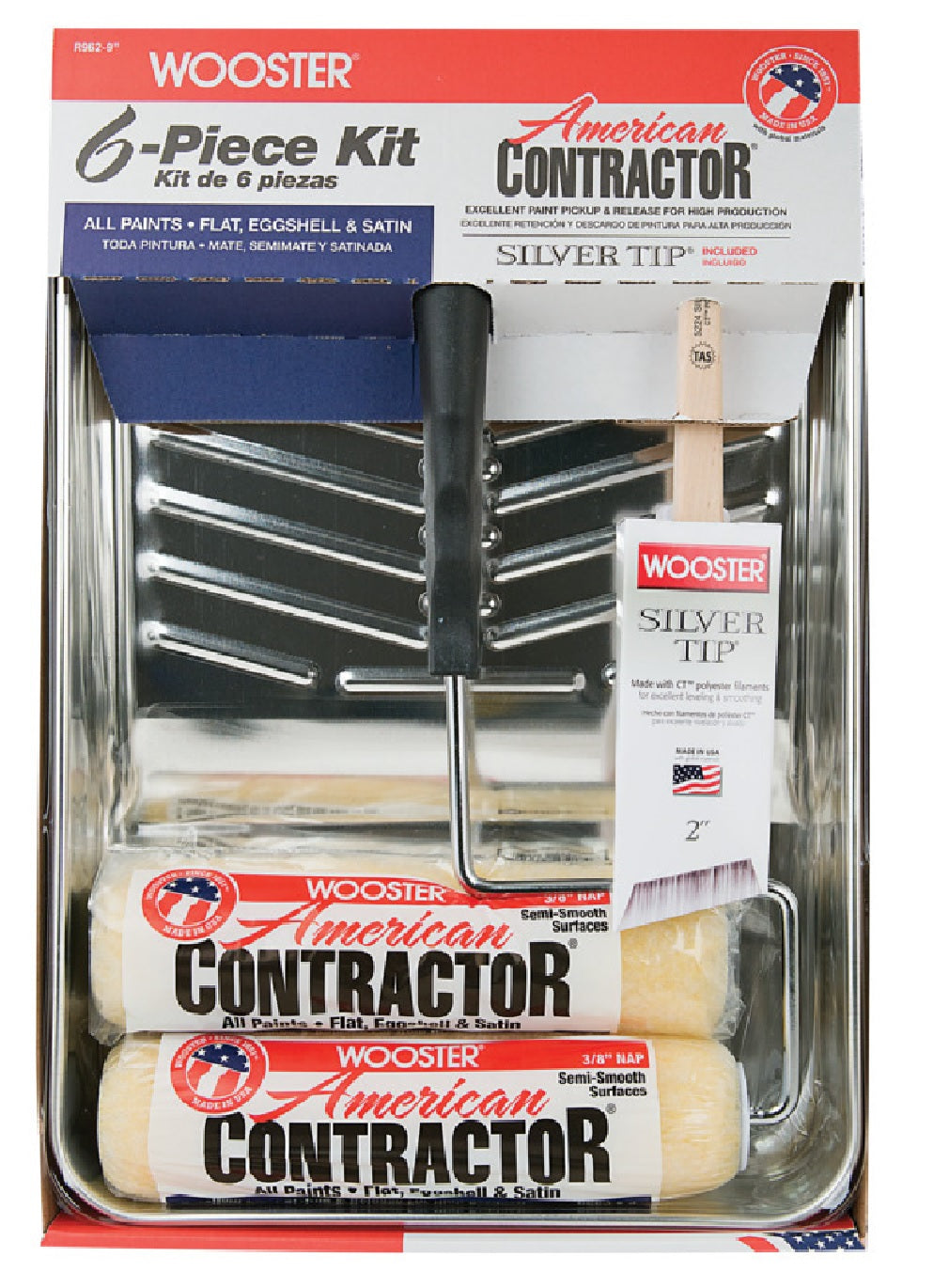 Wooster R962-9 American Contractor Roller Kit, 6 Piece