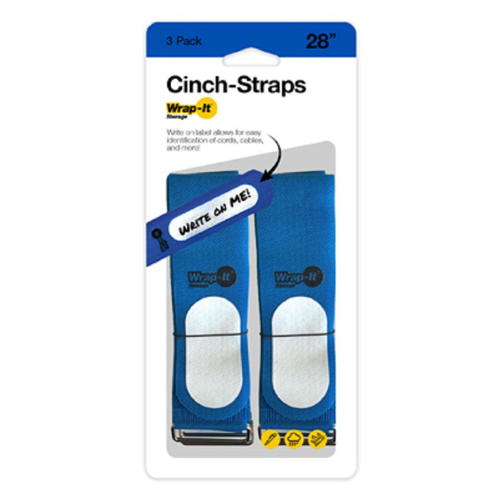 Wrap-It 203-28BU Cinch-Strap Storage Straps, Blue, 28 Inch