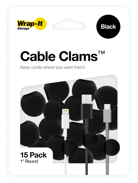 Wrap-It 415-CC-1R-BL Storage Cable Clams, Black