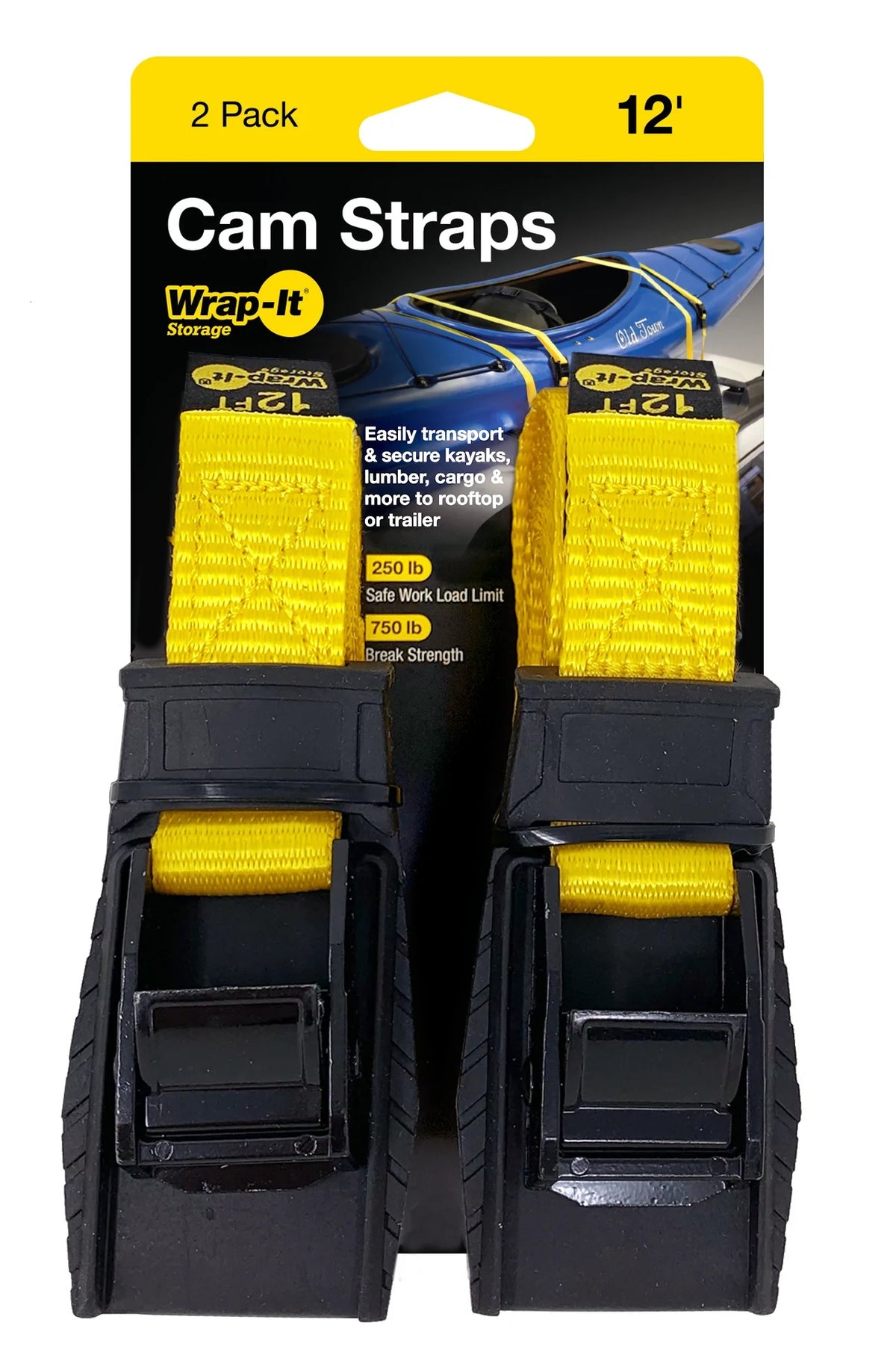 Wrap-It 102-CS-12YE Cam Strap, 12-Feet