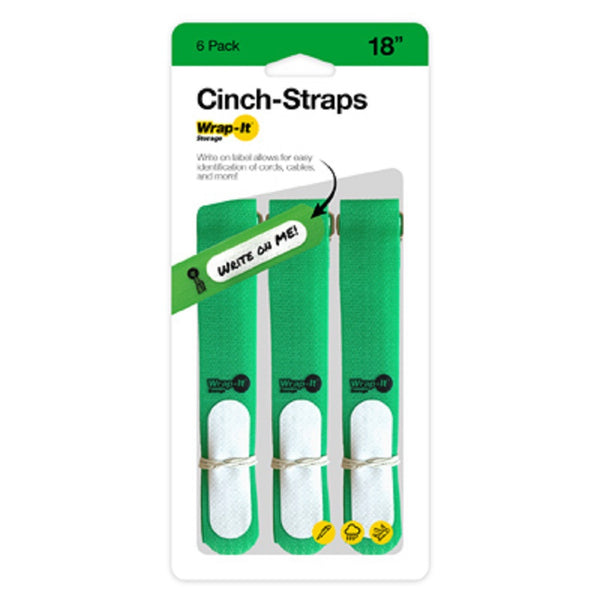 Wrap-It 206-18GN Cinch Strap Storage Straps, Green, 18 Inch
