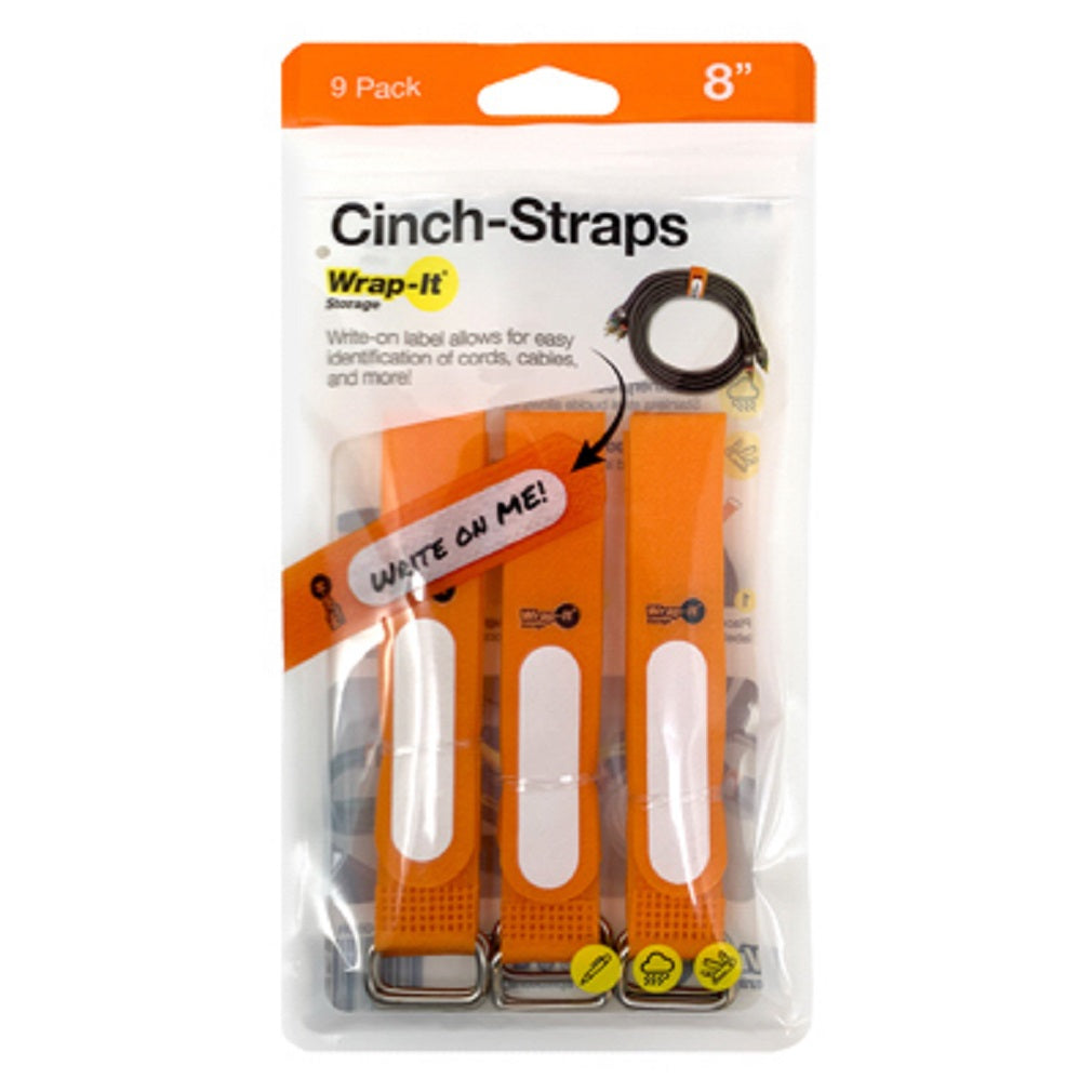 Wrap-It 209-08OR Cinch Strap Storage Straps, Orange, 8 Inch