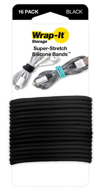 Wrap-It 516-SB-BL Storage Super Stretch Silicone Bands, Black