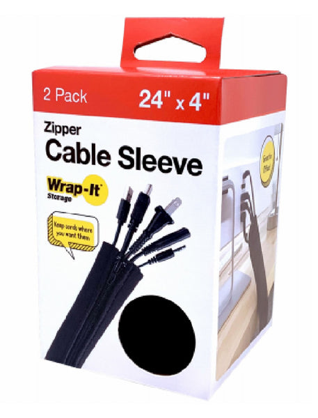 Wrap-It 402-SZ-24BL Zipper Cable Sleeves, 24 Inch