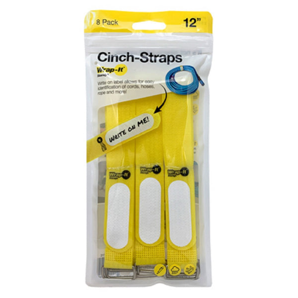 Wrap-It 208-12YE Cinch Strap Storage Straps, Yellow, 12 Inch