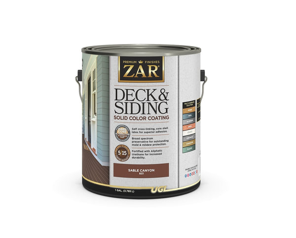 Zar 82313 Deck and Siding Solid Color Coating, Sable Canyon, 1 Gallon