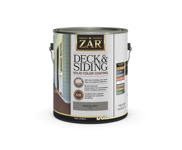 Zar 82413 Deck and Siding Solid Color Coating, Crypto Gray, 1 Gallon