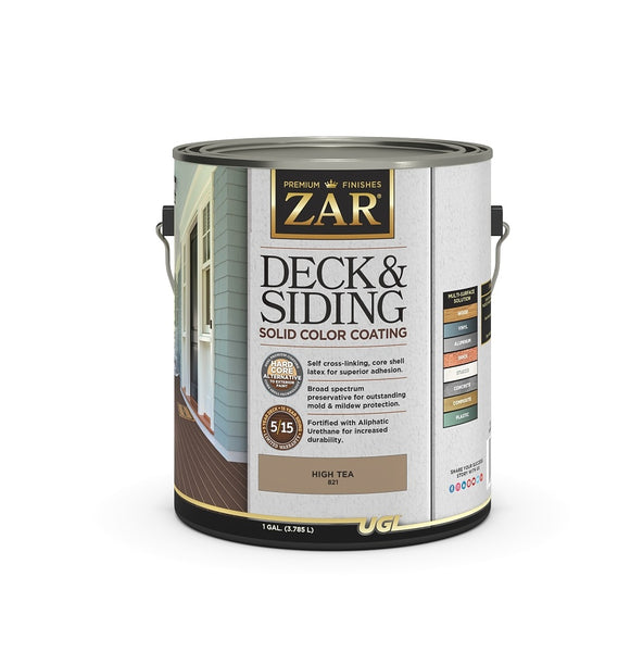 Zar 82113 Deck and Siding Solid Color Coating, High Tea, 1 Gallon