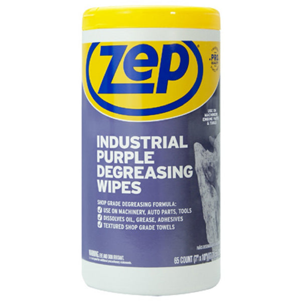 Zep ZUINDPRPL65 Industrial Purple Degreasing Wipes, 65 Count