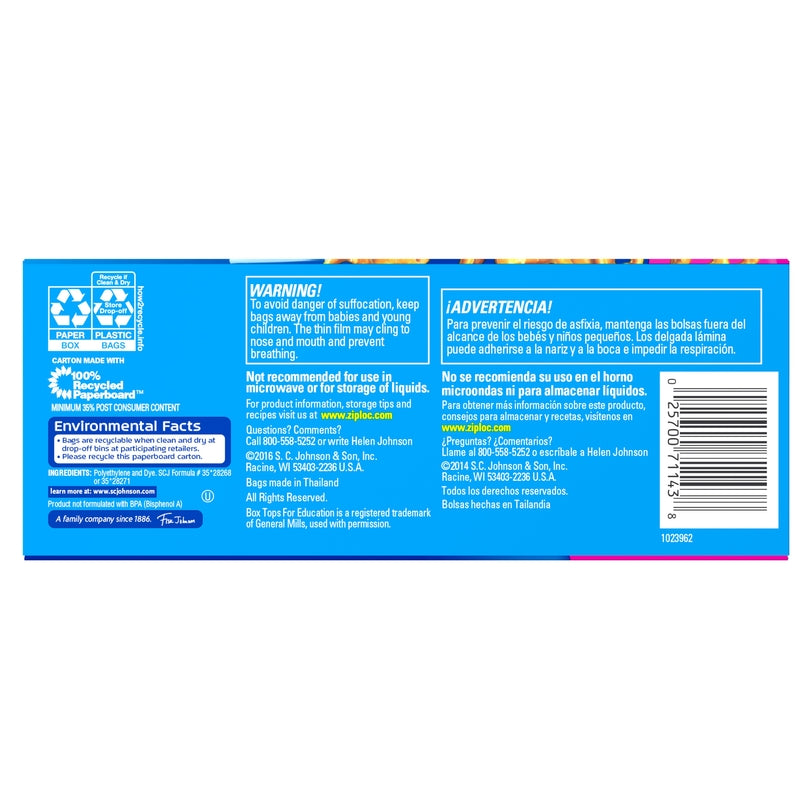 Ziploc 71143 Snack Bag, Clear, 90 Count