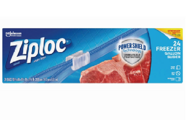 Ziploc 70407 Food Storage Freezer Slider Bags, 24-Count