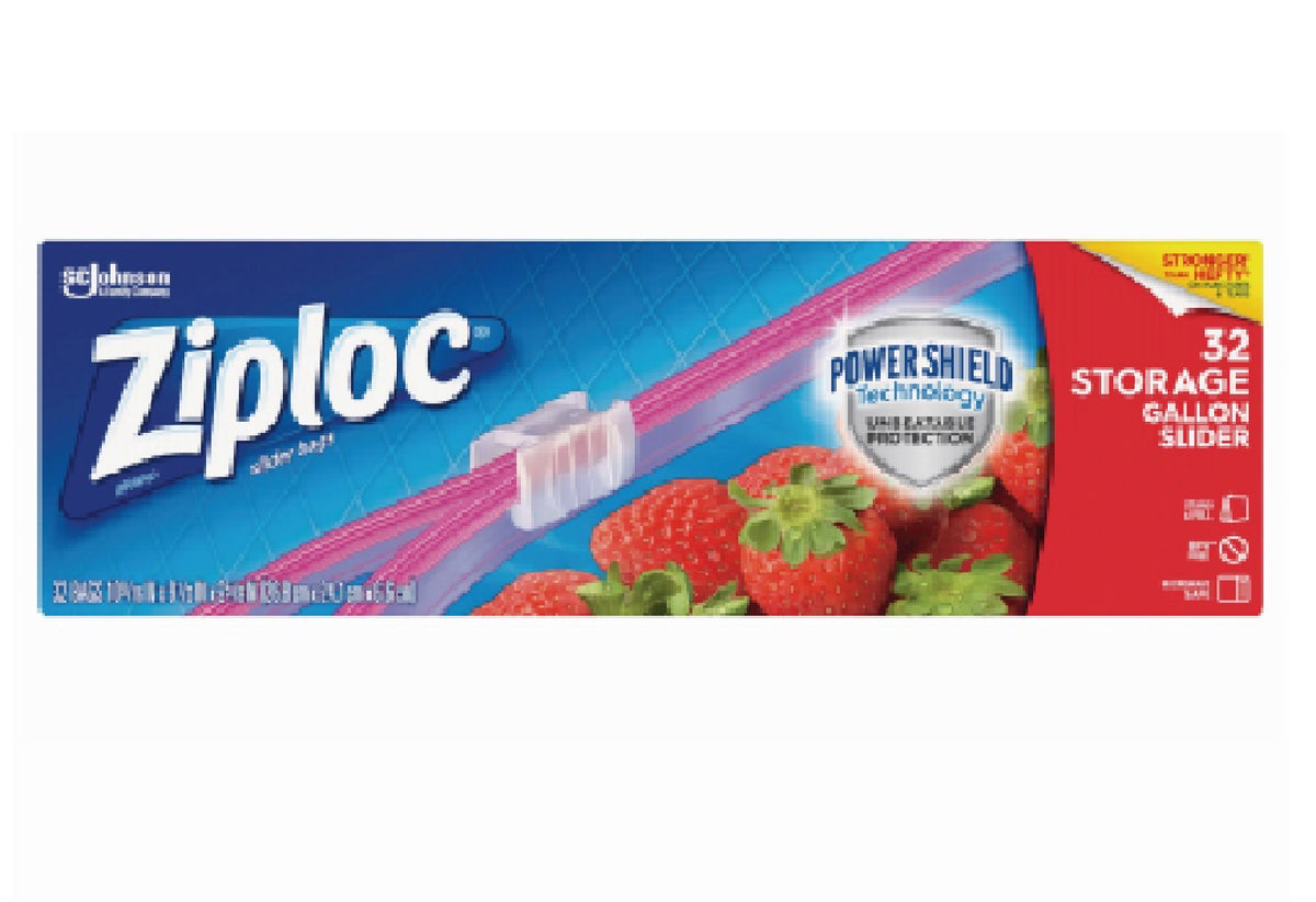 Ziploc 70668 Slider Storage Bags with Power Shield Technology, 32 Count