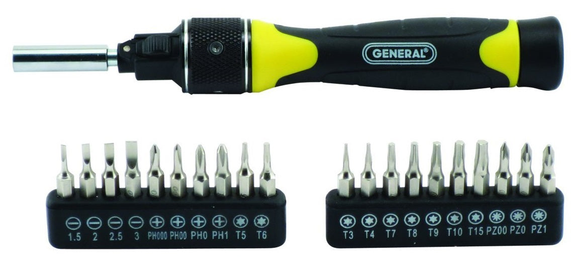 General 70210 Ratcheting Multi-Bit Screwdriver Set, 20 Piece