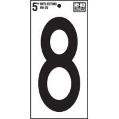 Hy-Ko RV-70/8 Reflective Vinyl Numbers, #8, 5"