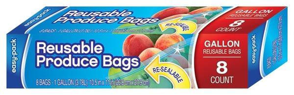 FLP 1315 Easy- Pack Zip Top Produce Bag, Gallon, Reclosable Closure
