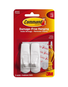 Command 17001CS Medium Hooks Clip Strip, Plastic, 12 Pack