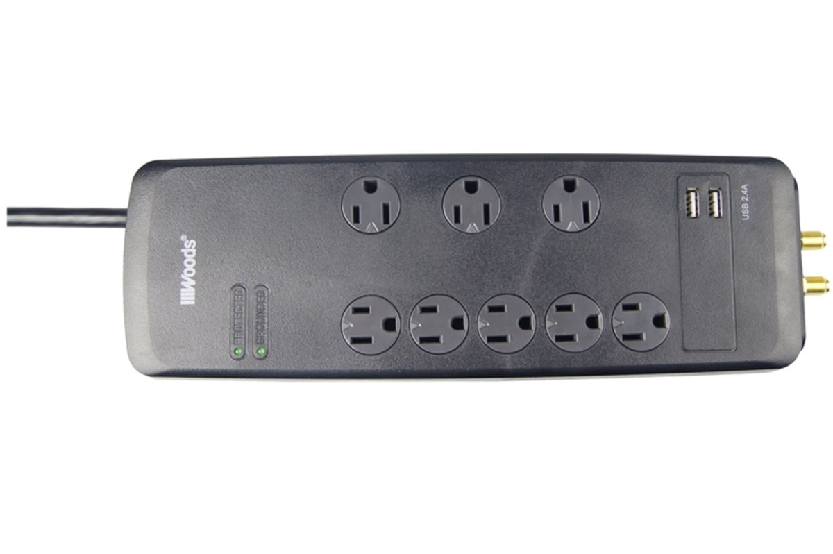 Woods 41629 Strips Surge Protector, 8 Outlet