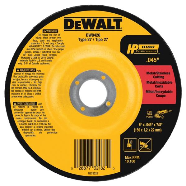DeWalt DW8426 High Performance Cutting Wheels, Stainless Steel, Aluminium Oxide